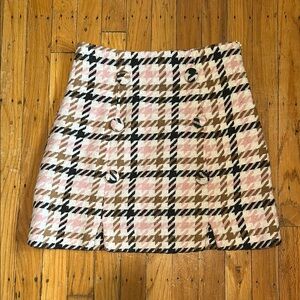 Forever 21 Houndstooth Mini Skirt in Pink and Black